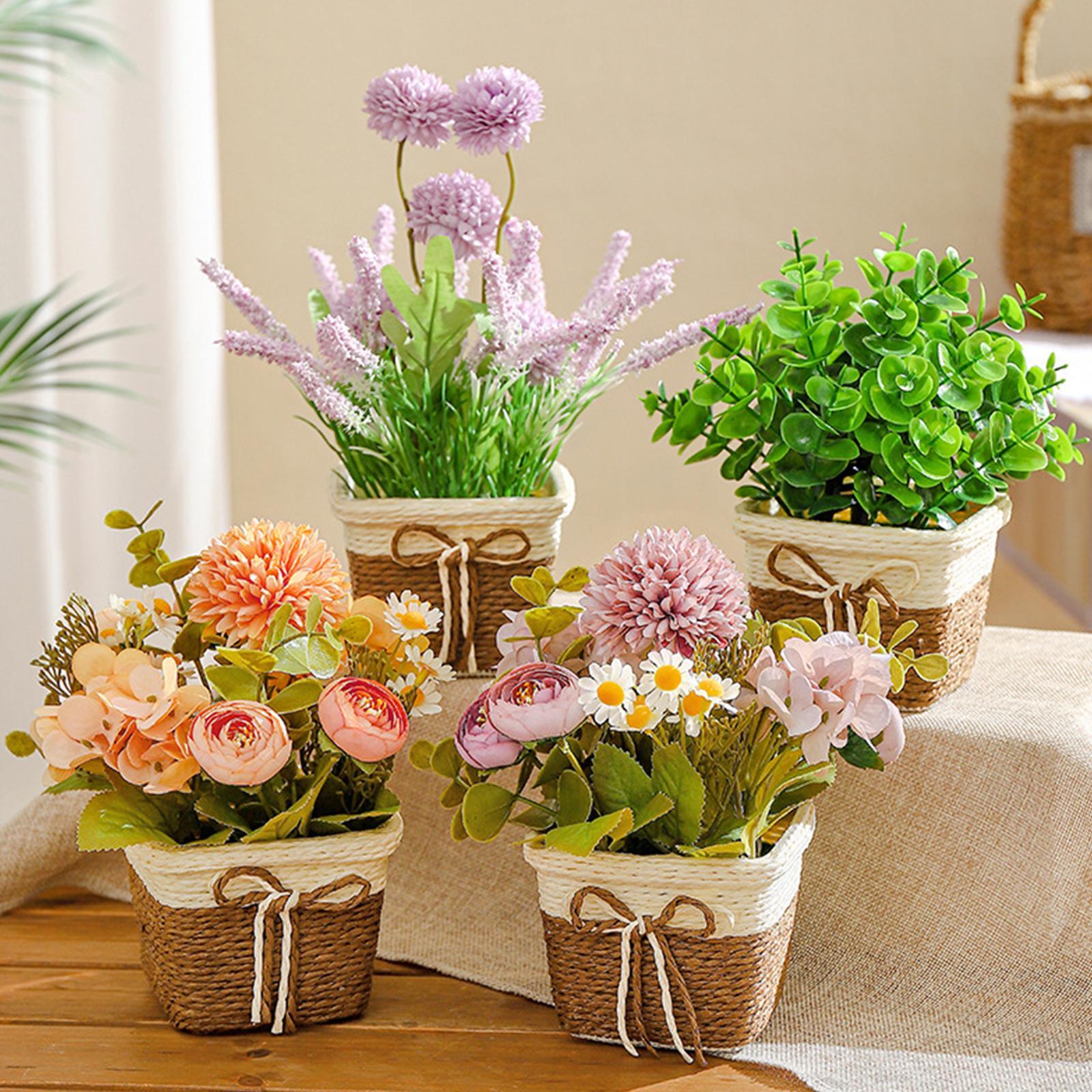 Artificial Potted Flowers Artificial Flowers Bonsai Decorative Centerpieces Table Decor Flower Arrangement for Office Shelf Farmhouse Indoor