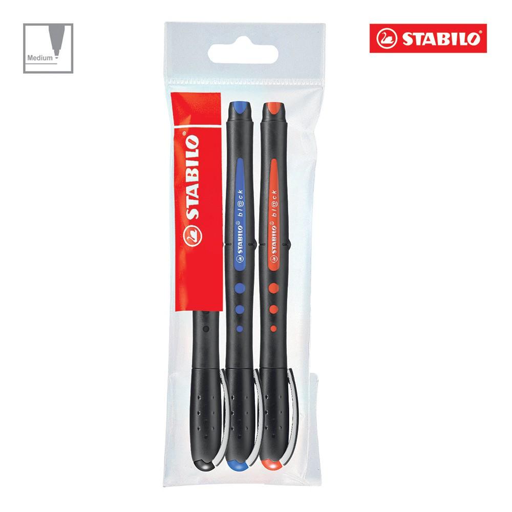 Bộ 3 cây bút bi STABILO Black M (xanh+đỏ+đen)