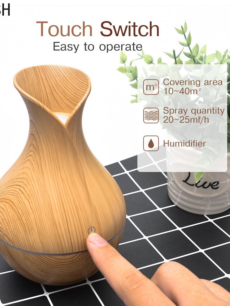 Điện Mini Máy Tạo Độ Ẩm Không Khí USB Siêu Âm Tinh Máy Khuếch Tán Tinh Dầu Vân Gỗ Thoáng Mát Phun Sương Tạo Đèn LED Cho Nhà Văn Phòng