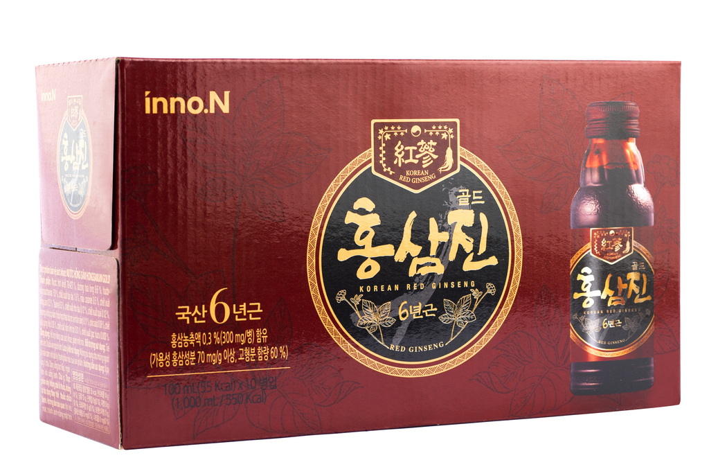 Set quà tặng 10 chai Nước Hồng Sâm HONGSAMJIN GOLD Hỗ Trợ Tăng Cường Sức Đề Kháng và Bồi Bổ Cơ Thể 100ml