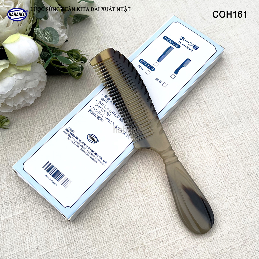 Lược Sừng Khía Dài Thon Gọn HAHANCO (Size: M - 18cm) Mẫu Lược Thông Dụng - COH161