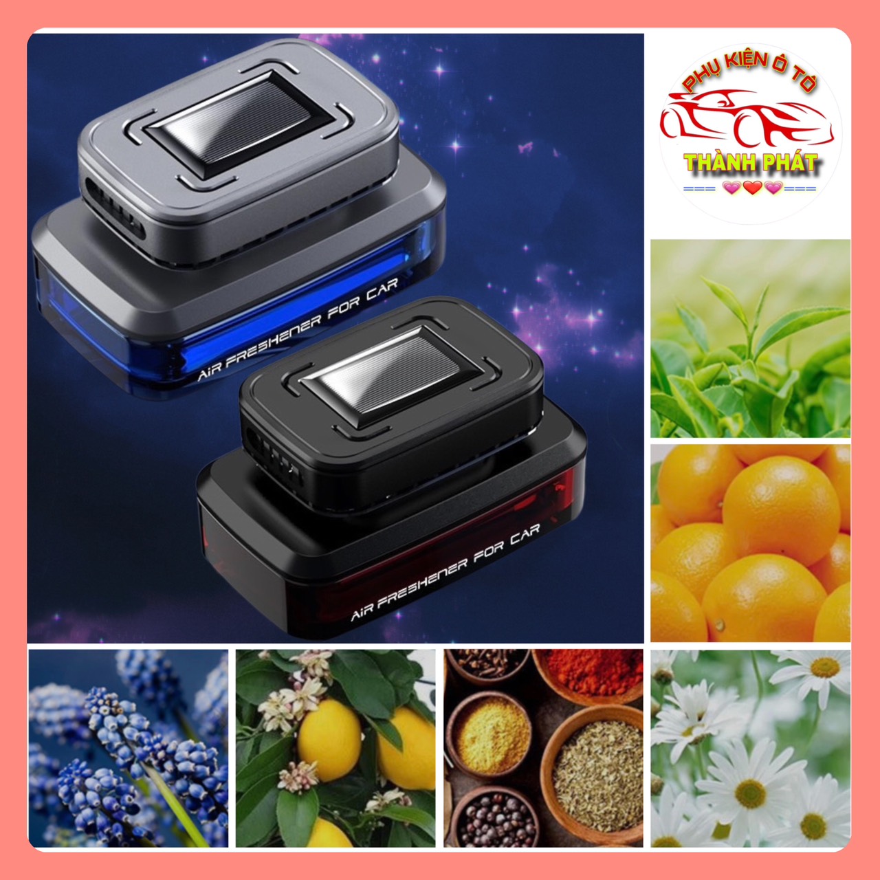 Nước hoa dầu thơm ô tô xe hơi cao cấp chiết xuất 100% từ thảo mộc tỏa hương bằng năng lượng mặt trời khử mùi chống say xe an toàn sức khỏe