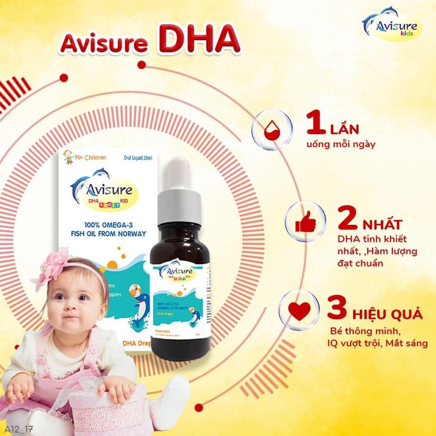 Avisure DHA Smart Kid - DHA tinh khiết cho trẻ THÔNG MINH, MẮT SÁNG dạng nhỏ giọt 20ml