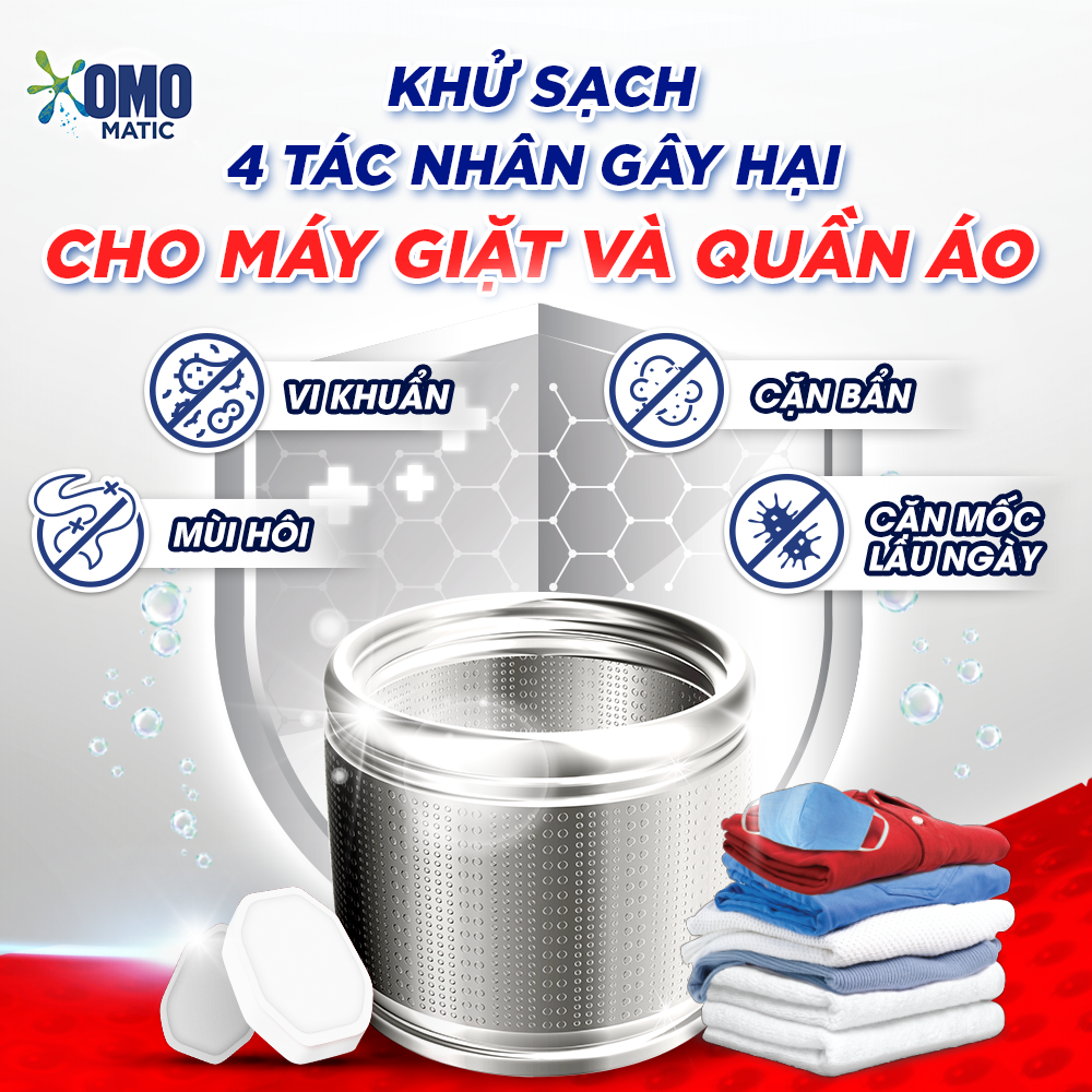 Combo 3 Hộp 4 Viên Nén Vệ Sinh Lồng Giặt OMO Matic 80gr