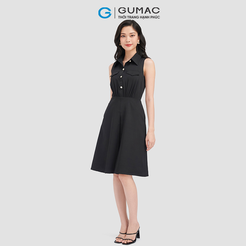 Đầm sơ mi GUMAC DC08097 không tay thời trang công sở