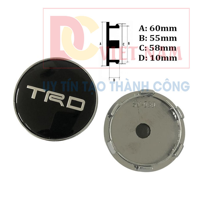 Logo chụp mâm, ốp lazang bánh xe ô tô Toyota Fortuner TRD Sportivo đường kính 60mm