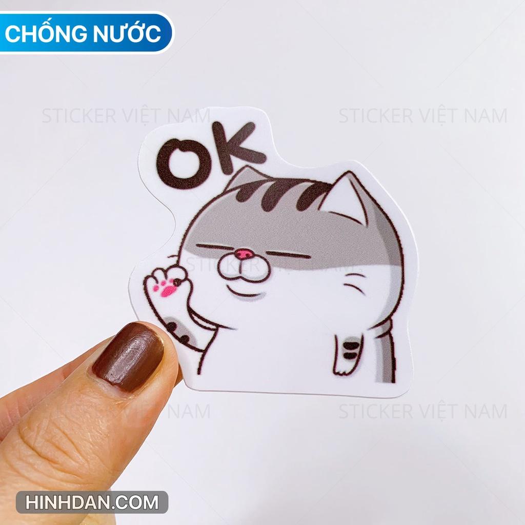 Sticker in hình Mèo Ami Ngộ Nghĩnh - Dán Trang Trí - Chất Liệu PVC Cán Màng Chất Lượng Cao Chống Nước, Chống Nắng, Không Bong Tróc Phai Màu