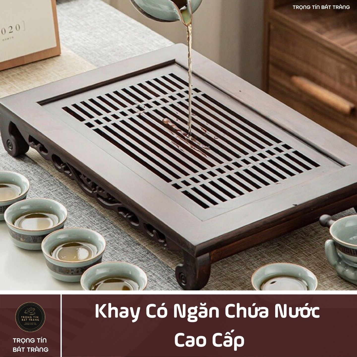 KT 22 Khay Trà Tre Cao Cấp Chữ Nhật Kích Thước Kích Thước 40*28*5.5