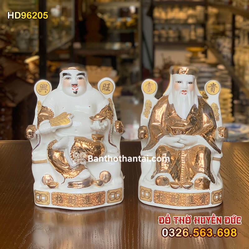 Tượng Thần tài Thổ địa bằng Sứ dát kim HD96205