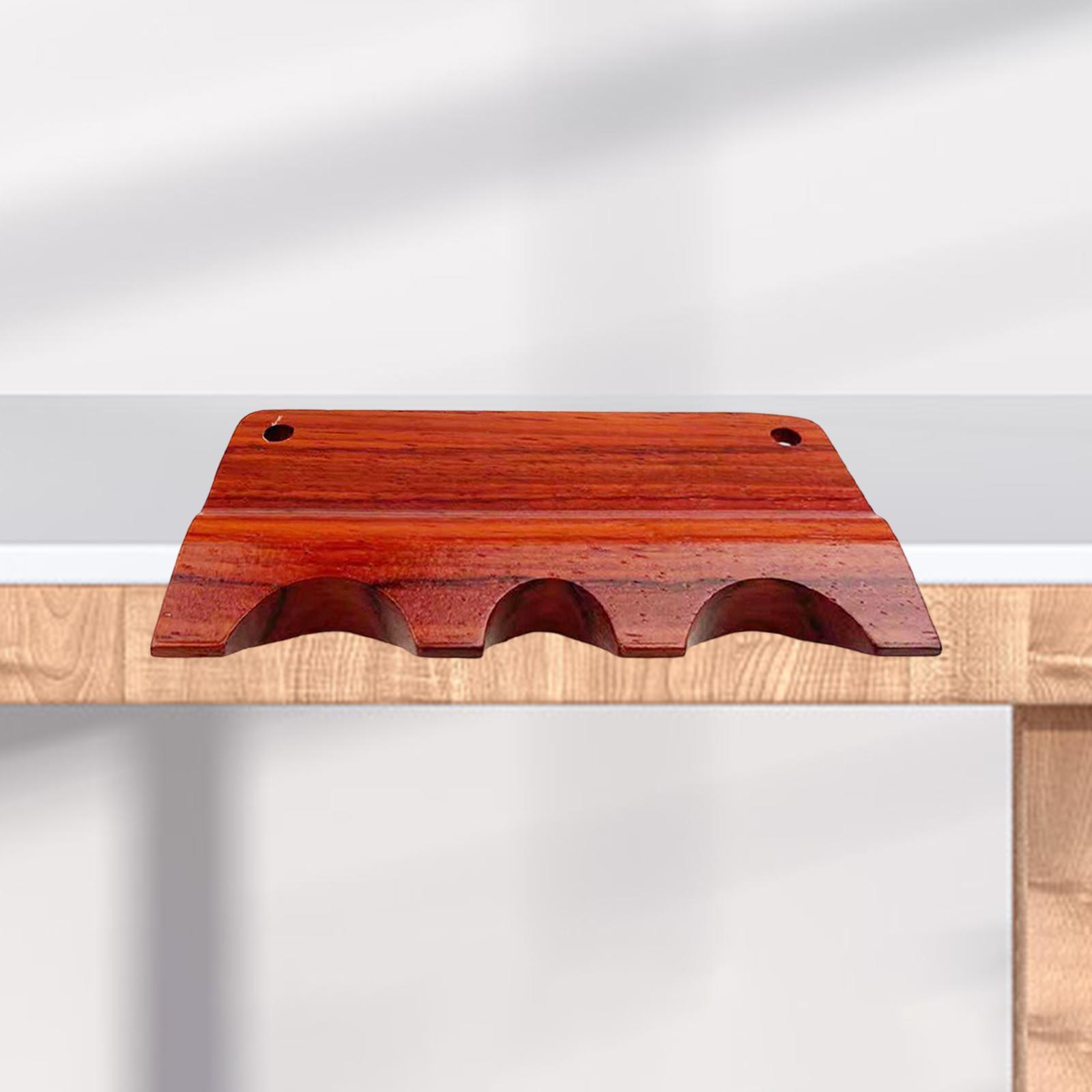 Pool Cue Holder for Table, Pool Table Cues Sticks Holder, Portable Nonslip Weighted Wooden 3 Cue Durable Snooker Rod Rack Table Clip