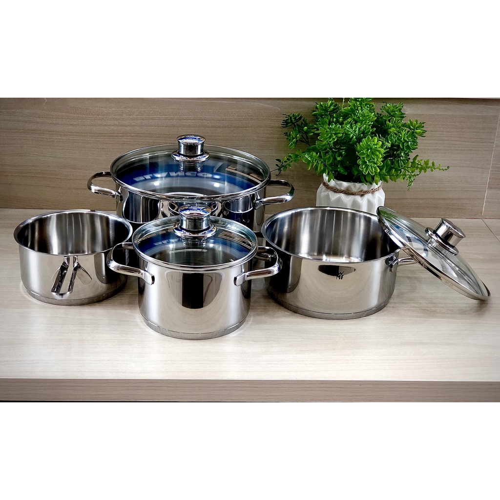 Bộ Nồi Đáy Từ WMF Saphir 4 Món Cookware Set Đáy 3 Lớp Nguyên Khối- 0725116380