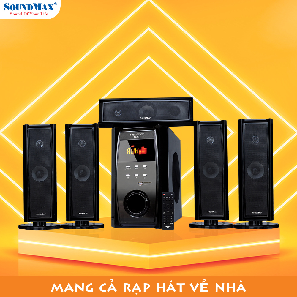 Loa Nghe Nhạc, Xem Phim 5.1 SoundMax B-70 Hỗ Trợ Giải Mã Chuẩn Âm Thanh DTS Và Dolby Digital, Âm Thanh Vòm Như Rạp Hát Tại Gia | SoundMax B70 5.1 Surround Speakers Support DTS And Dolby Digital Decoding - Hàng Chính Hãng