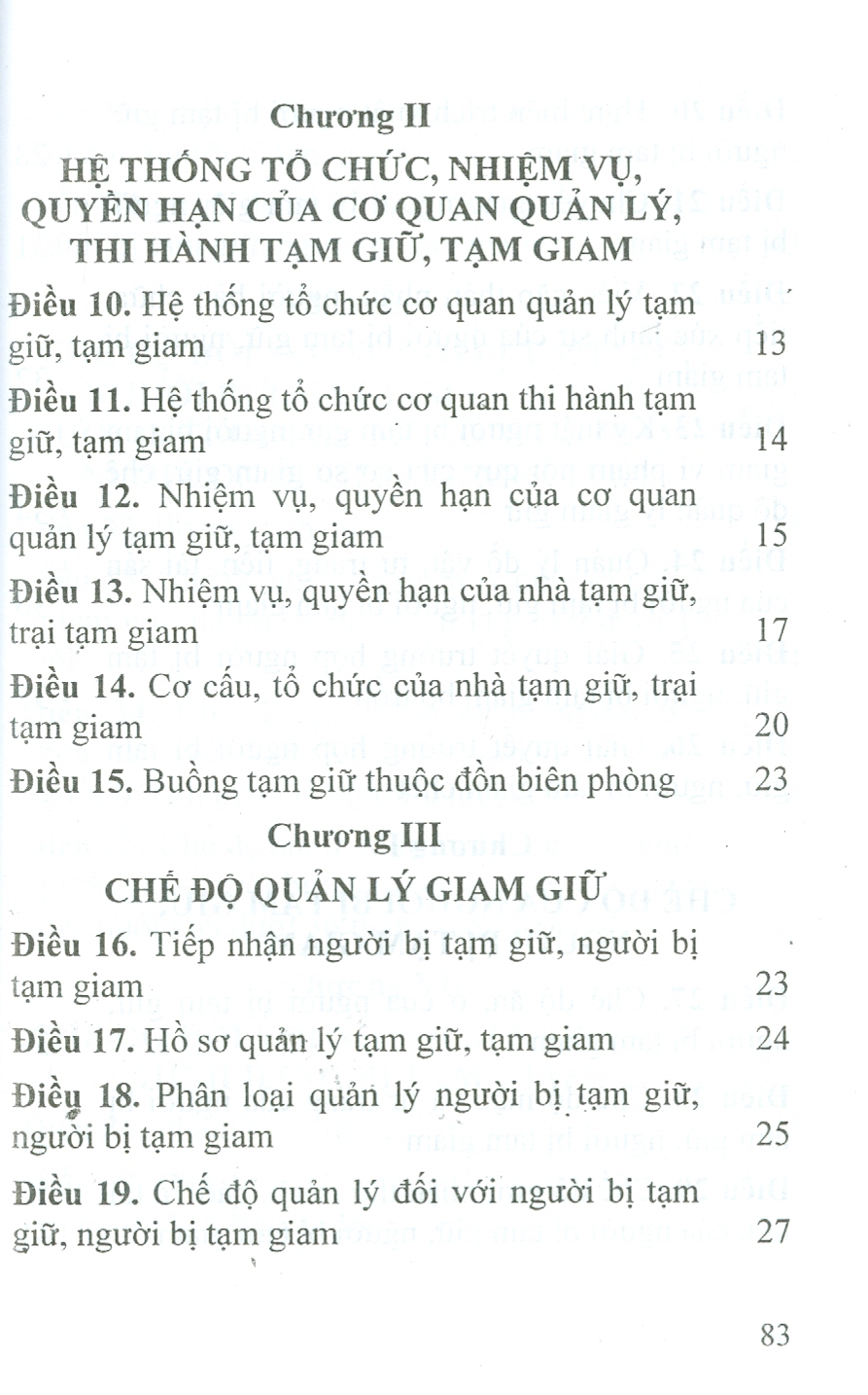 Luật Thi Hành Tạm Giữ, Tạm Giam