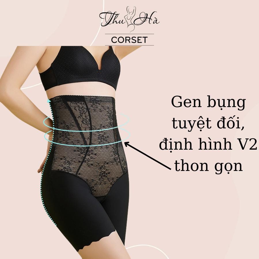 Quần gen nịt bụng cao cao, chất su lạnh phối ren CAO CẤP