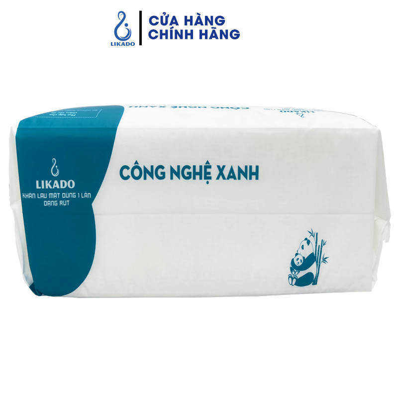 Khăn lau mặt dùng 1 lần LIKADO kt 20x20cm dạng túi rút tiện lợi (1 túi 80 khăn)