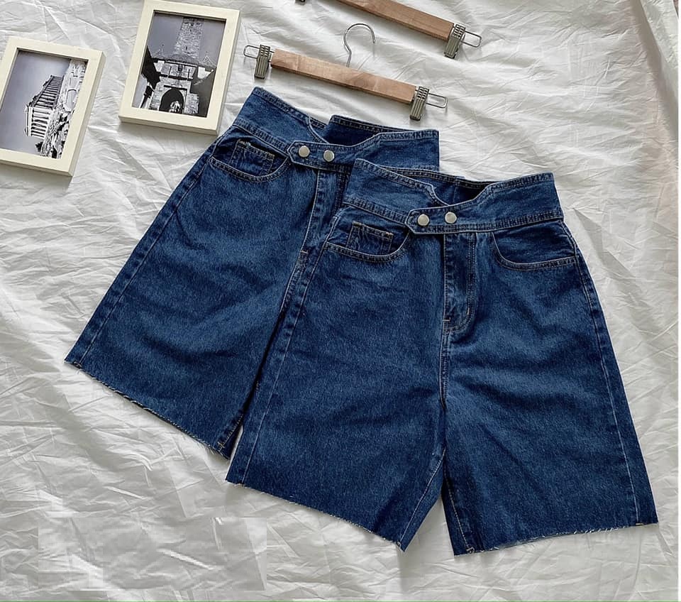 QUẦN SHORT JEAN NGỐ NỮ LƯNG CAO 2 NÚT