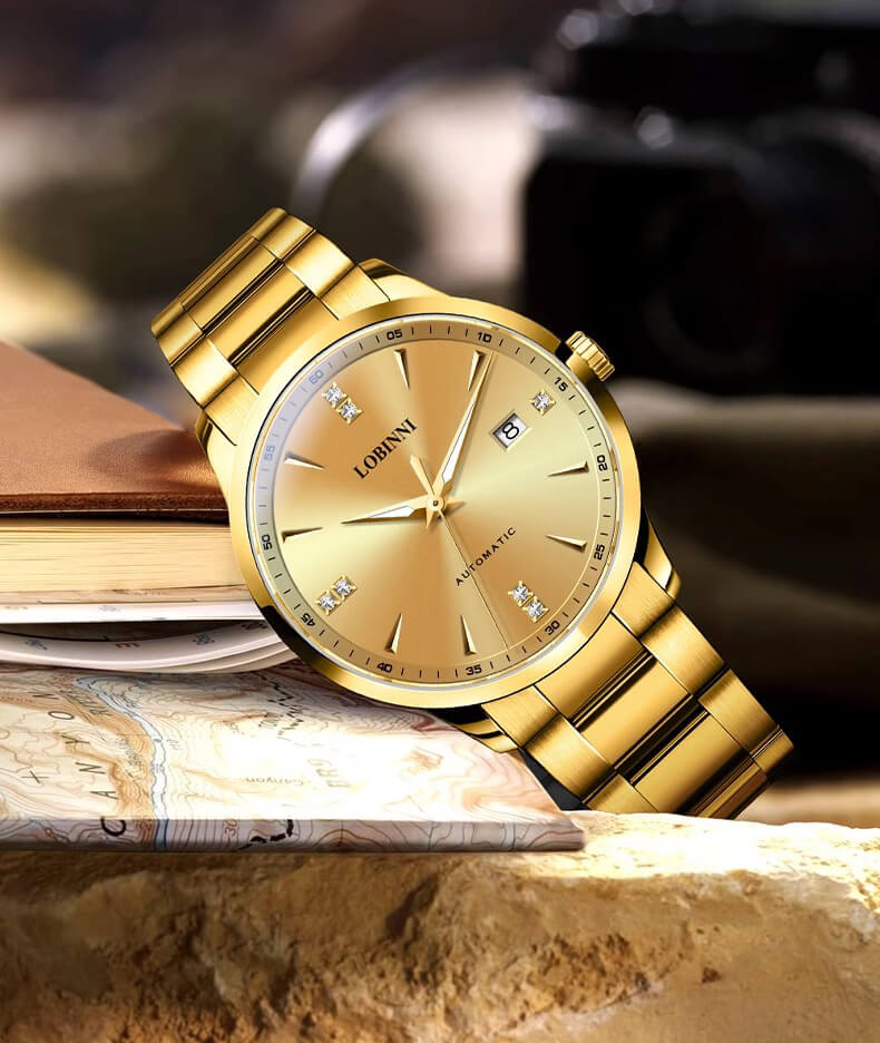Đồng hồ nam chính hãng LOBINNI L19002-3, Chống nước 50m,Bh 24 tháng,Máy cơ Automatic,dây thép xịn