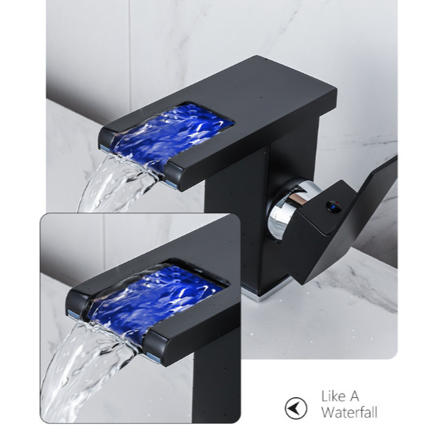 Bộ Vòi Lavabo Thay Đổi Màu Theo Nhiệt Độ Black LED