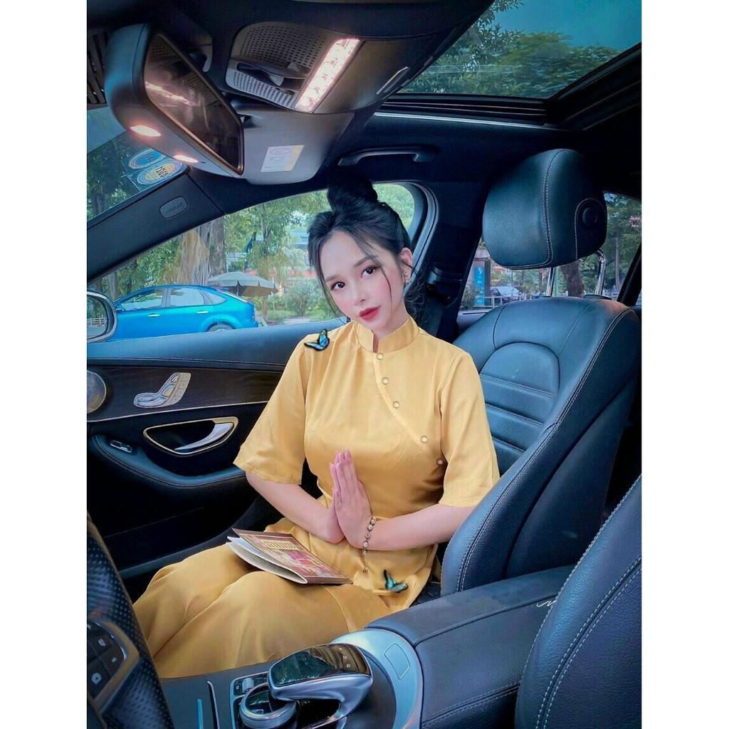 Đồ lam đi chùa cao cấp SJ16 kết cườm thêu bướm cực đẹp