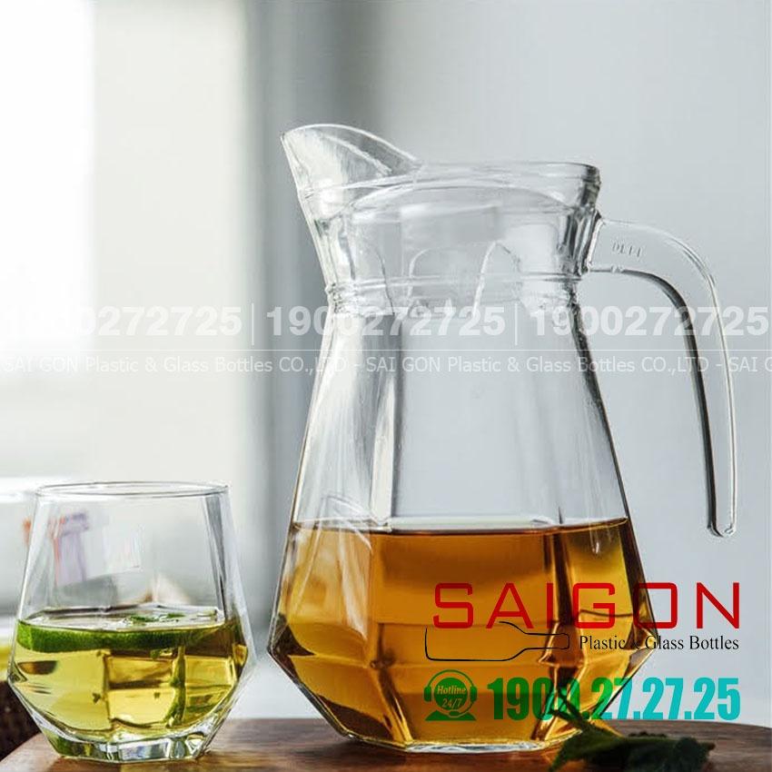 Bình Nước Thủy Tinh Delisoga Pitcher Hexagon 1300ml | EH1028 , Thủy Tinh Cao Cấp