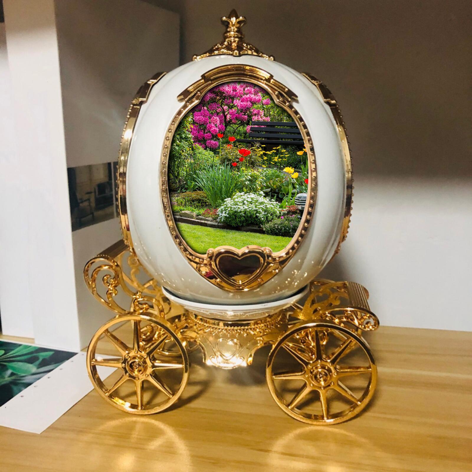 Photo Frame Music Box Rotating Picture Display for Bedroom Desktop