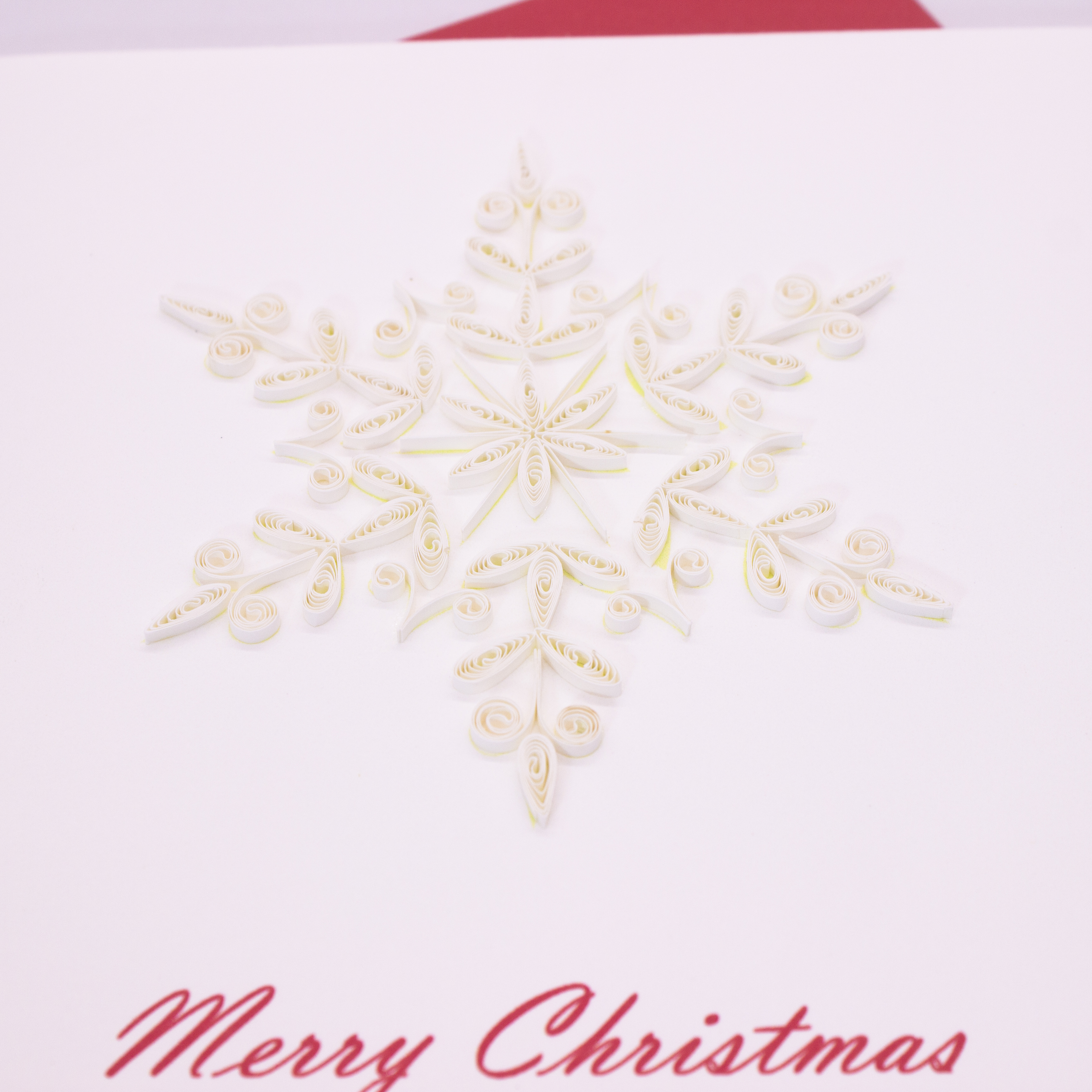 Thiệp NOEL Giấy Xoắn Thủ Công  Hoa Tuyết  - Tặng kèm khung giấy để bàn. Thiệp Giáng Sinh handmade độc đáo