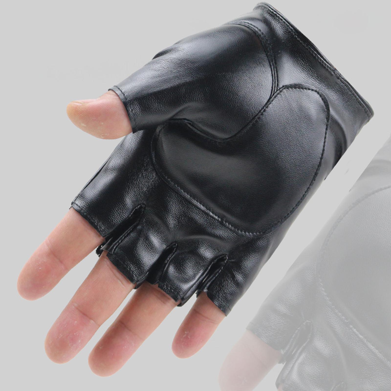 Wear Resistant Half Finger Gloves Lightweight PU Leather Gloves for Driving