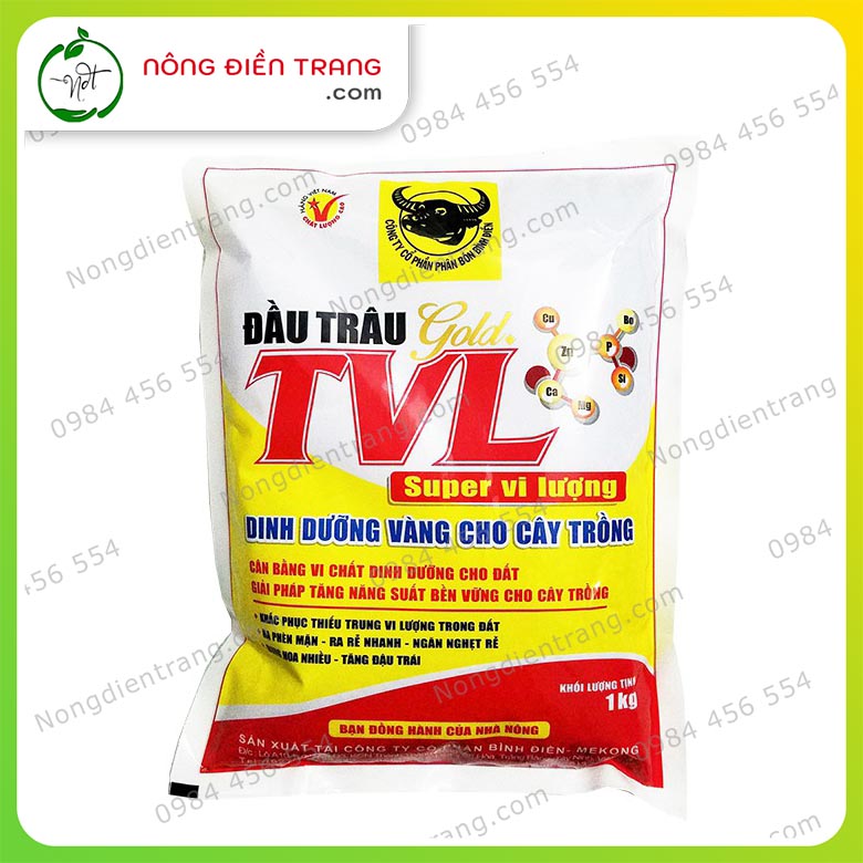 Phân Bón Đầu Trâu Gold TVL Cung Cấp Trung Vi Lượng - Gói 1Kg - HẠ PHÈN MẶN - RA RỄ NHANH - TĂNG ĐẬU TRÁI VTNN Nông Điền Trang