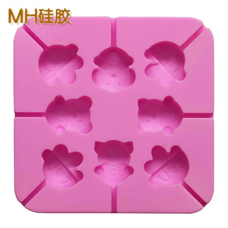 Khuôn Silicon Làm Kẹo Mút Cho Bé Mẫu 8 Thú Cầm Chữ LOVE