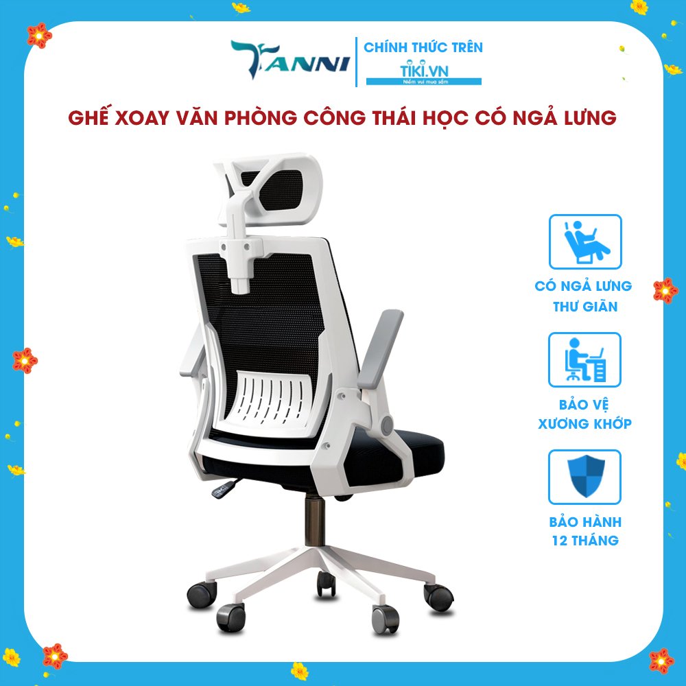 Ghế Xoay Văn Phòng Công Thái Học Có Ngả Lưng TANNI Premium 01 Plus, Ghế Làm Việc Ergonomic Cao Cấp Nhập Khẩu