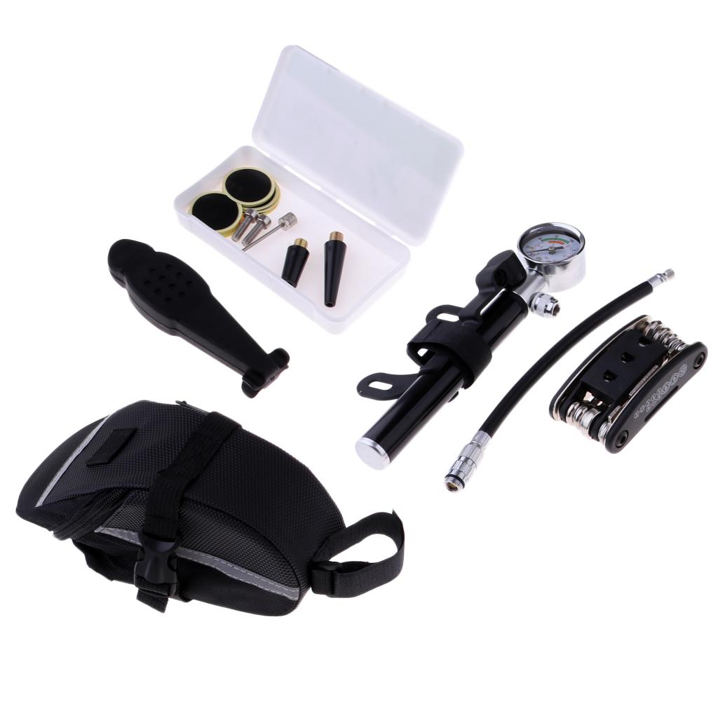 Bike Multi Repair Tool Kit Allen Key Hex Spoke Wrench Tire Rubber Patch Pump