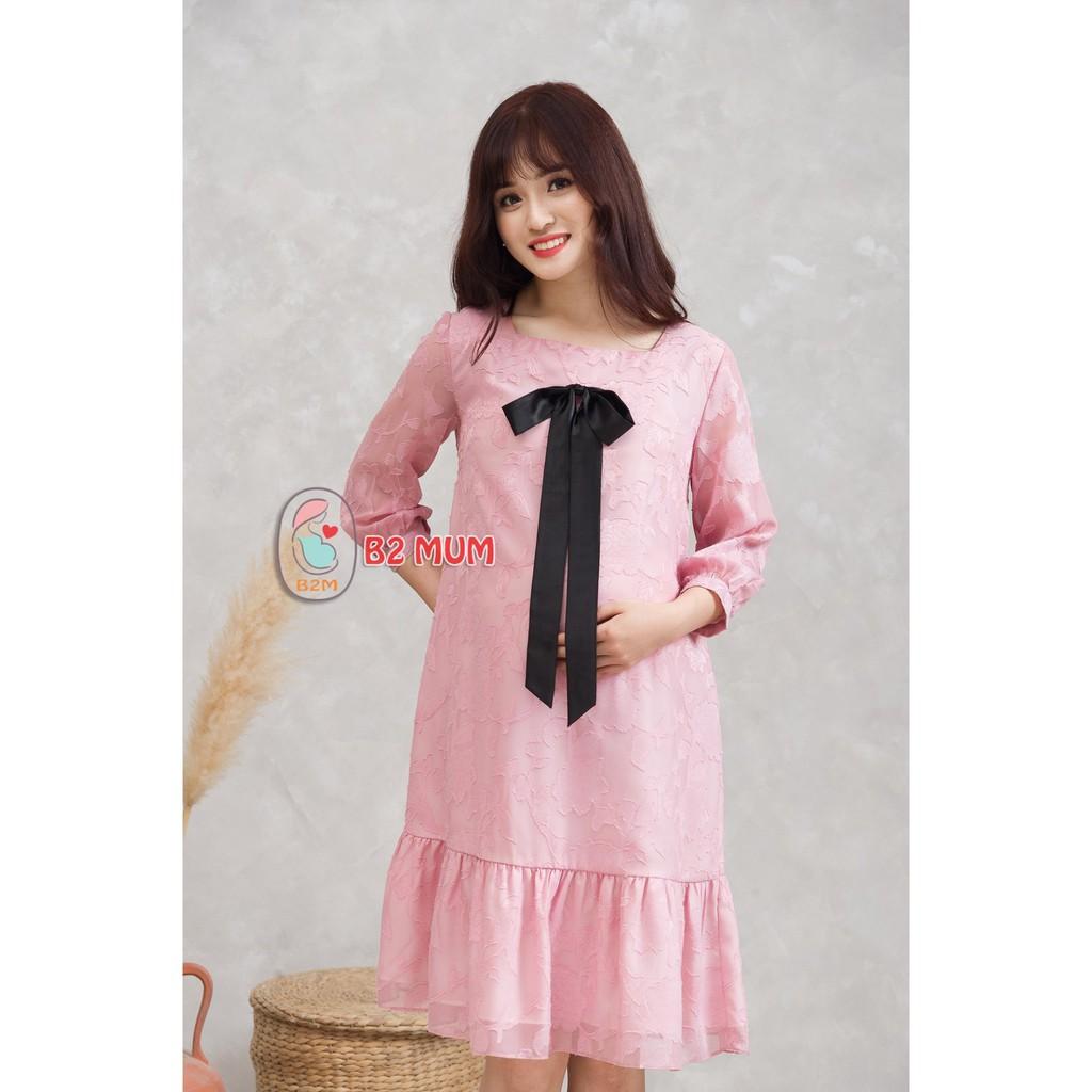 V229 Váy đuôi cá hồng nơ đen