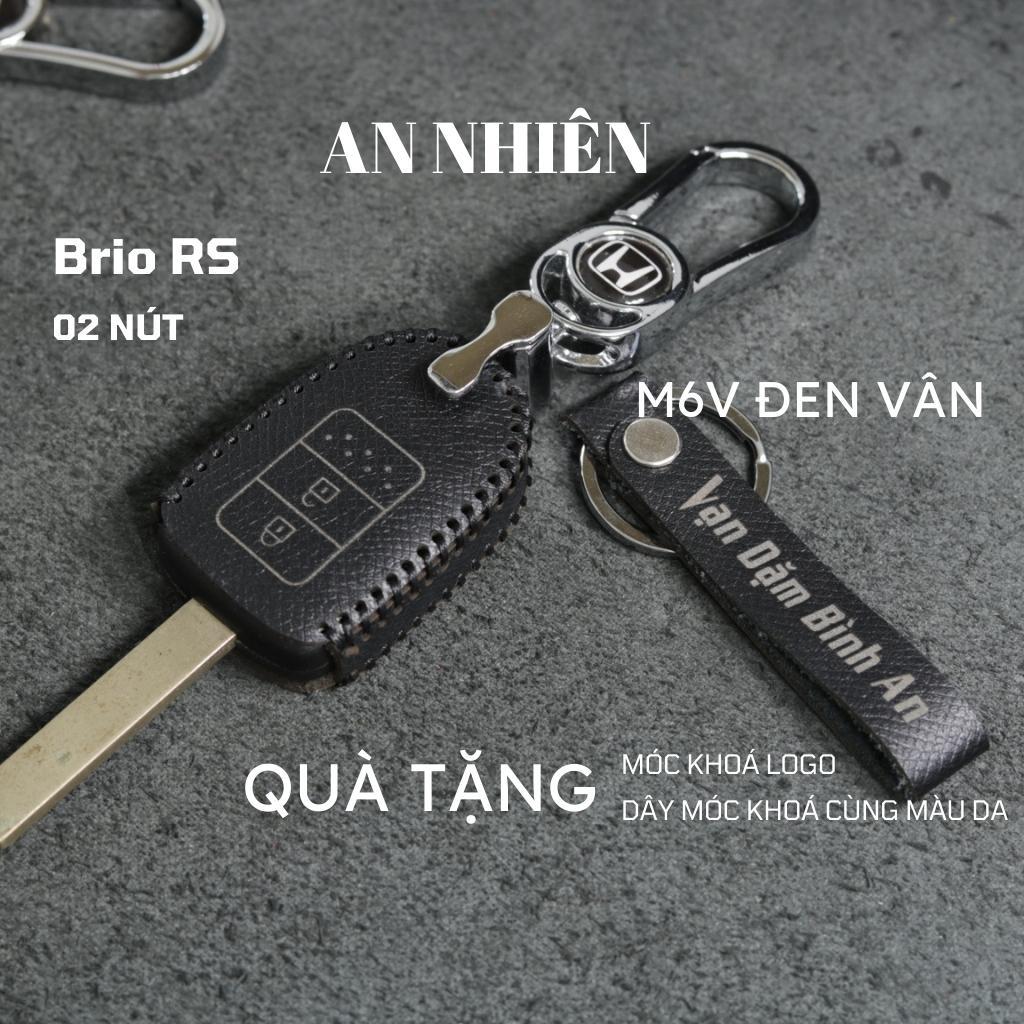 Bao da dành cho móc khoá bọc ốp chìa khóa xe ô tô Brio RS 2018 - 2022, da bò, nhiều màu, khâu thủ công Honda3