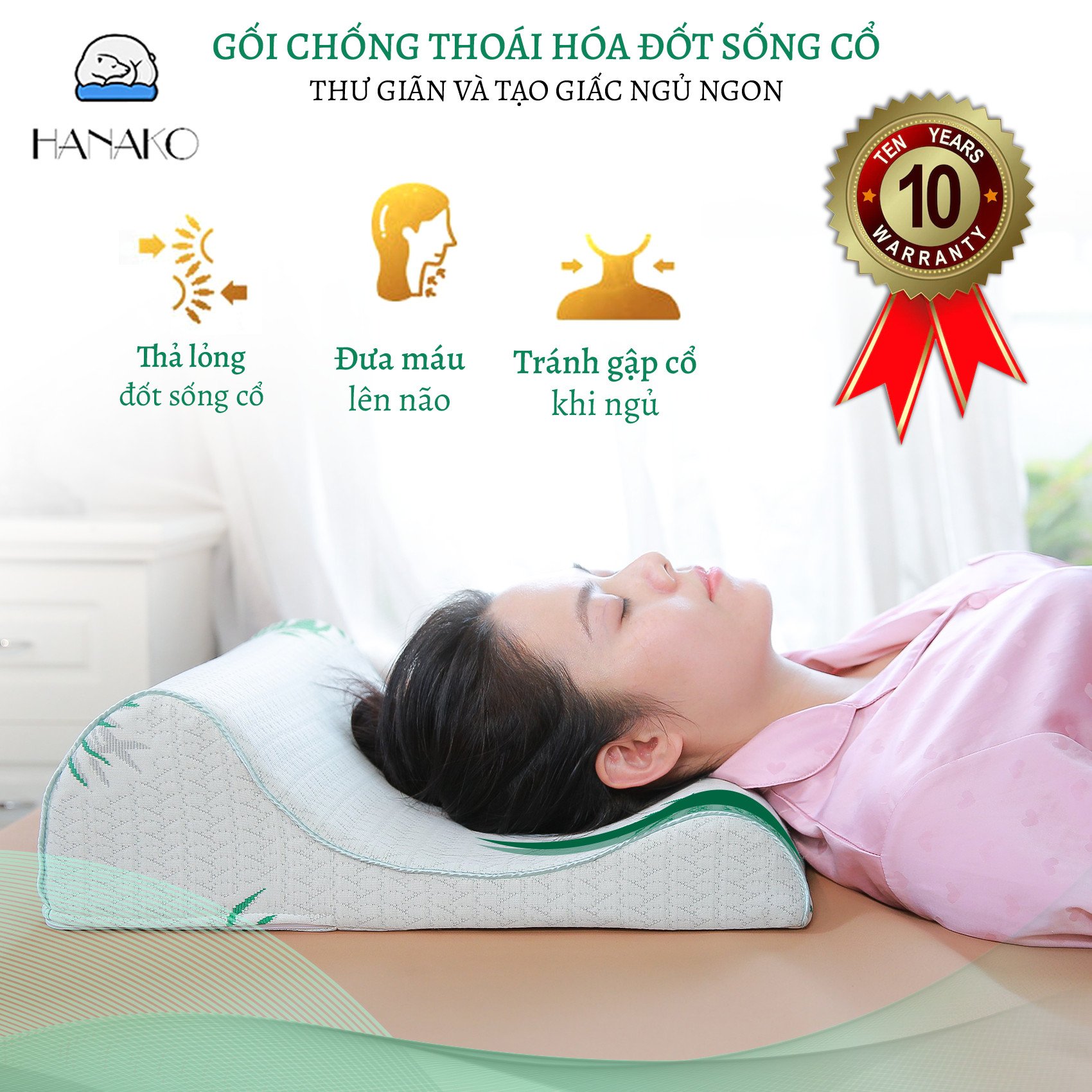 COMBO gối kê chống thoái hóa đốt sống cổ và gối kê lưng chống thoát vị đĩa đệm CHÍNH HÃNG - BẢO HÀNH 12 tháng ( MÀU VÀNG KEM )