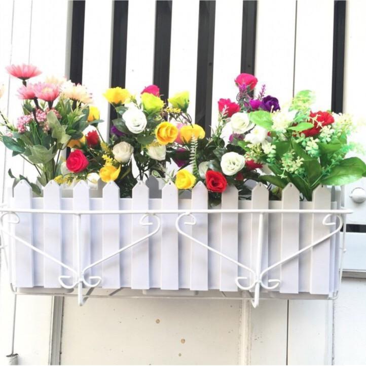 Combo Bộ Chậu Vuông/dài Hàng Rào Đa Năng + Khung Sắt + Đế Lót giữ nước