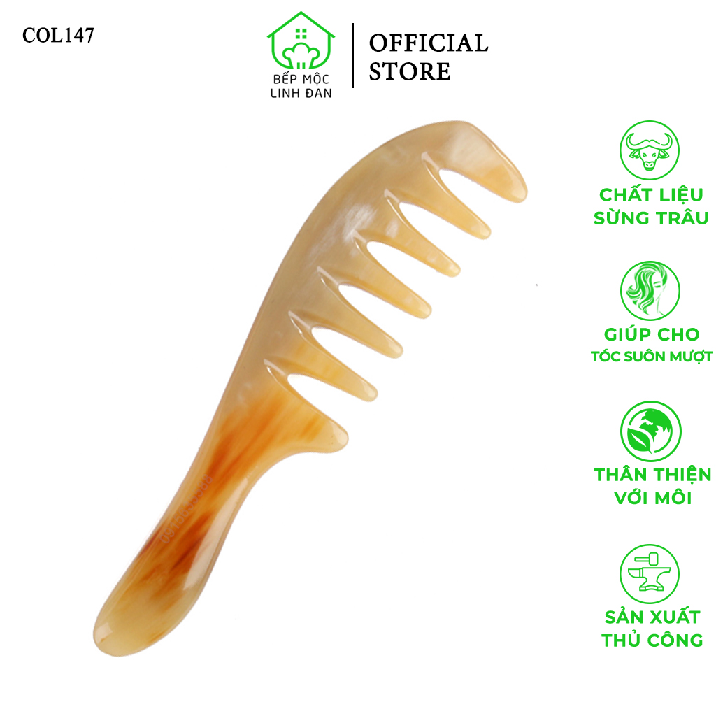 Lược Sừng Răng Thưa Mát Xa Giúp Lưu Thông Khí Huyết