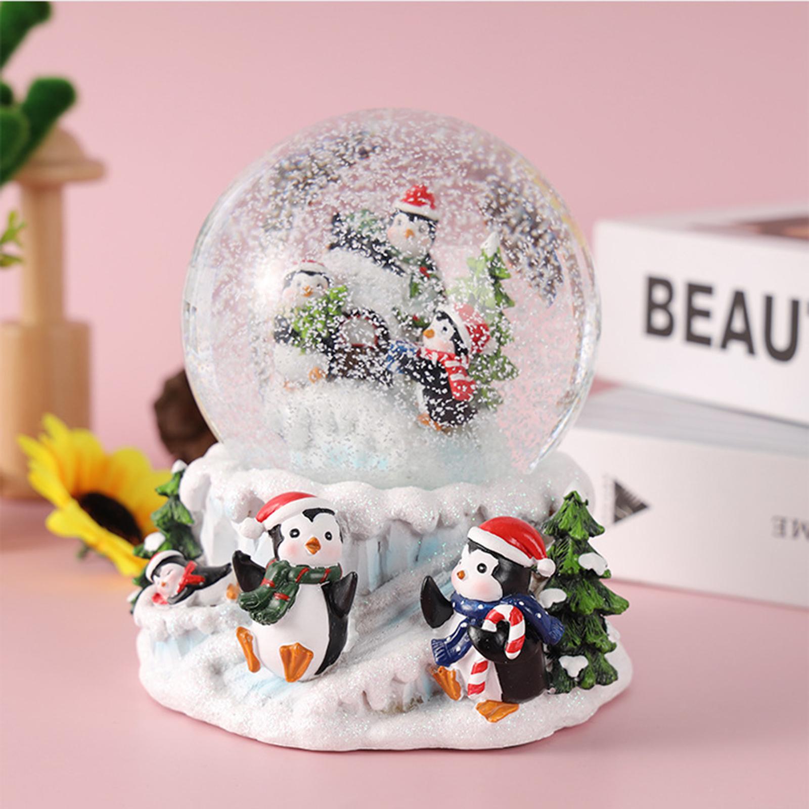 Quà Tặng Giáng Sinh Chim Cánh Cụt Quả Cầu Pha Lê Hộp Nhạc Với Ánh Sáng Nhiều Màu Sắc Trang Trí Vật Trang Trí Nhựa Hàng Thủ Công Hộp Nhạc Giáng Sinh Quốc