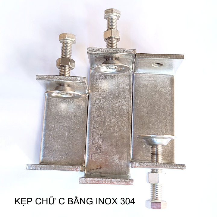 01 Kẹp chữ C bằng inox 304 không gỉ, dày dặn chắc chắn dùng cho nghề mộc