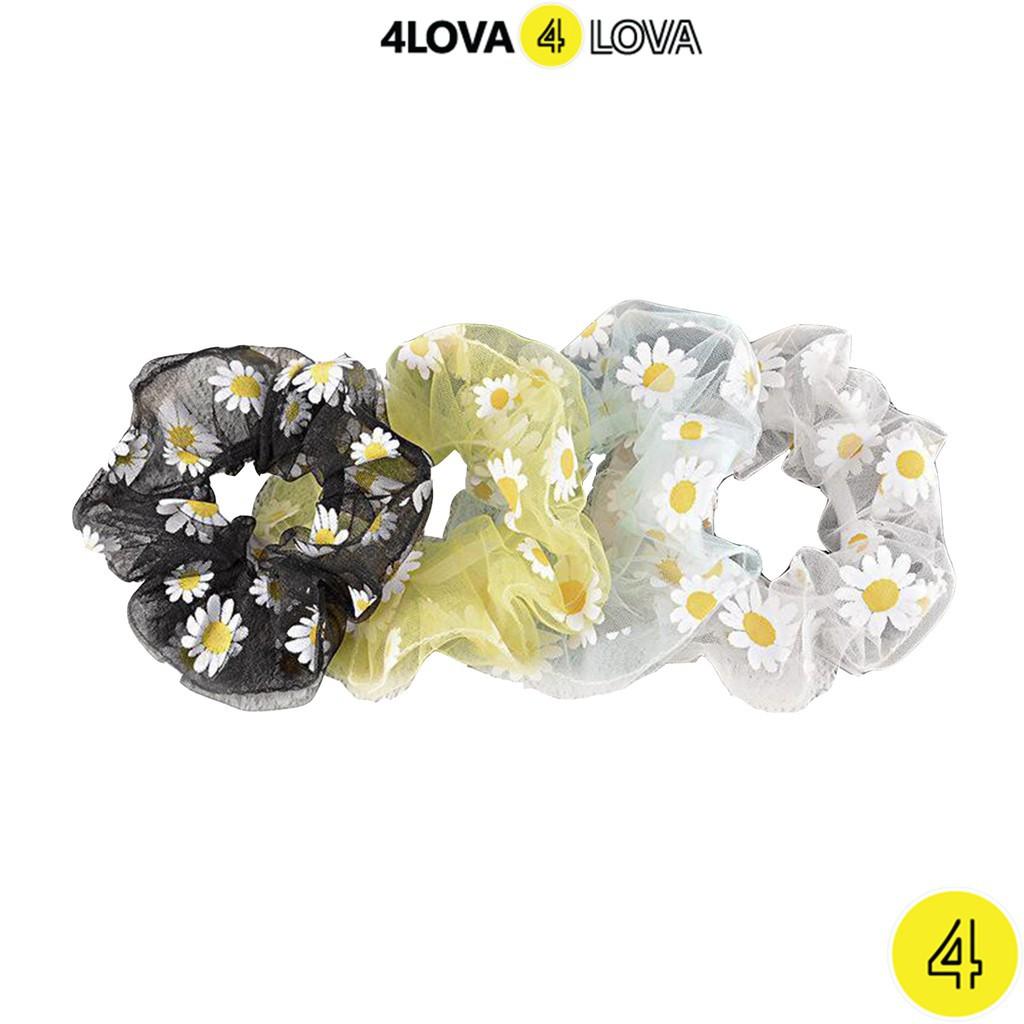 dây buộc tóc Scrunchies 4LOVA hoa cúc nhí phong cách Hàn Quốc