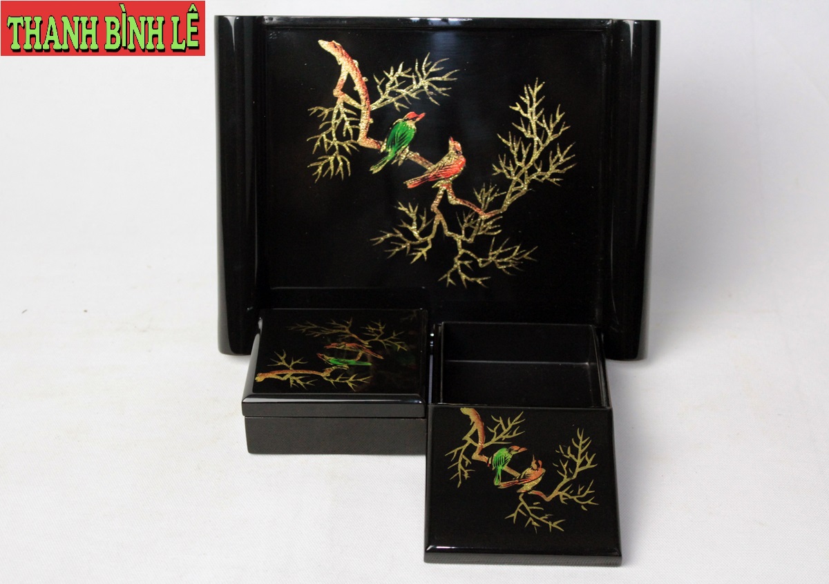 Khay Sơn Mài Thanh Bình Lê cẩn trứng cao cấp hàng xuất khẩu size 35x24x3 cm
