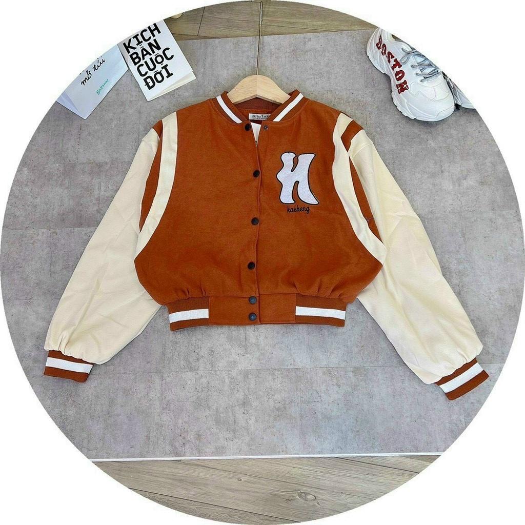 Áo Khoác Bomber Da Lộn Thêu Chữ H 2 Lớp Lót Dù Form Đẹp Chất Mịn Hot