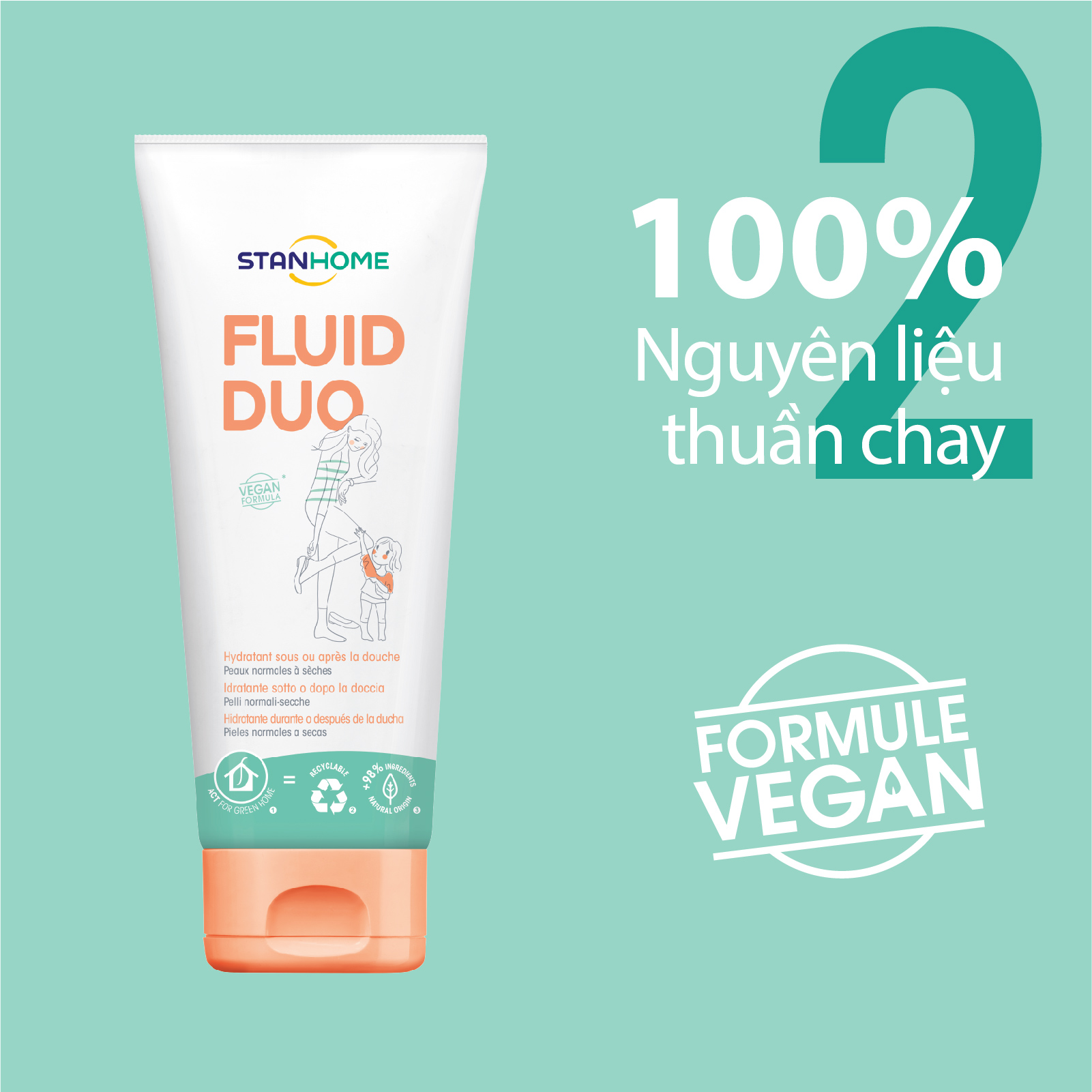 Kem dưỡng ẩm cho da khô, da nhạy cảm Stanhome FLuid Duo 250ml/tuýp