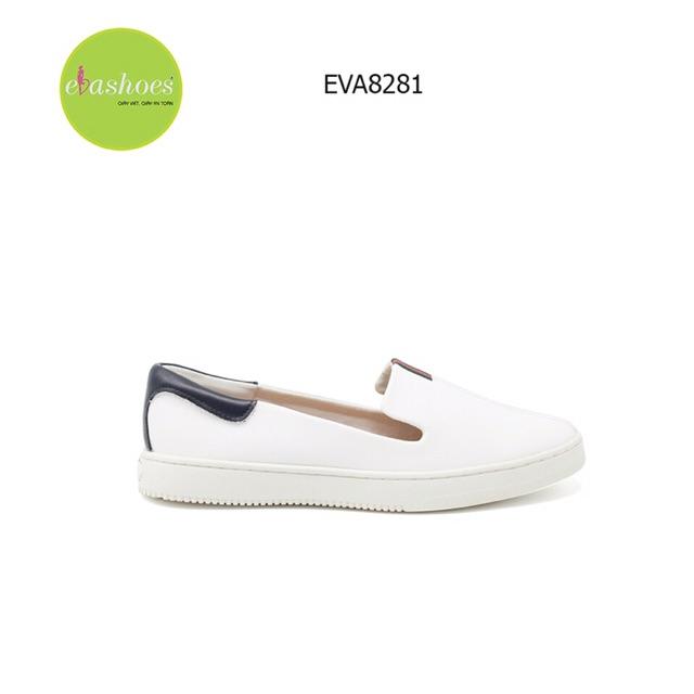 Giày Slip On Đế Bệt Evashoes - Eva8281(Màu Đen, Kem, Trắng