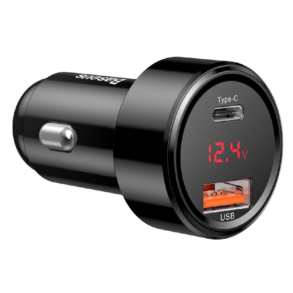 Sạc 02 cổng 45W USB A và Type C trên xe hơi Baseus Magic PPS Digital Display Intelligent Dual Quick Charge - Hàng chính hãng