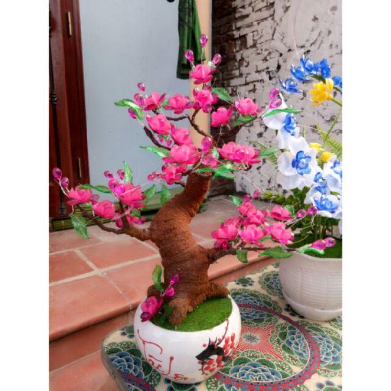 Bộ 10 hoa Mai/ Đào pha lê nhựa làm sẵn kèm nụ và lá Phk shop
