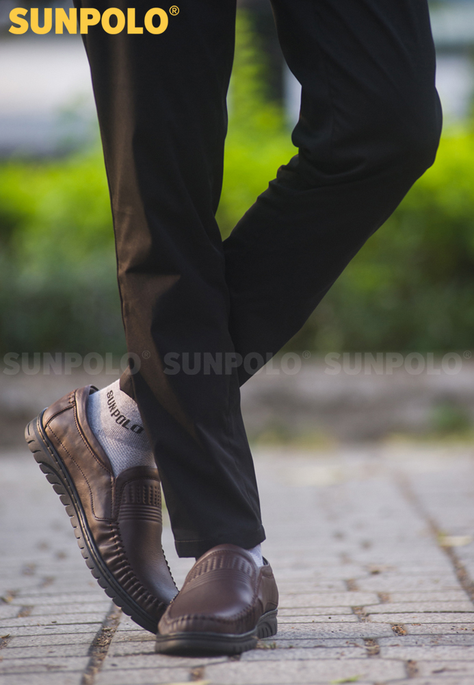 Giày Mọi Nam Da Bò SUNPOLO SU3028D - Đen
