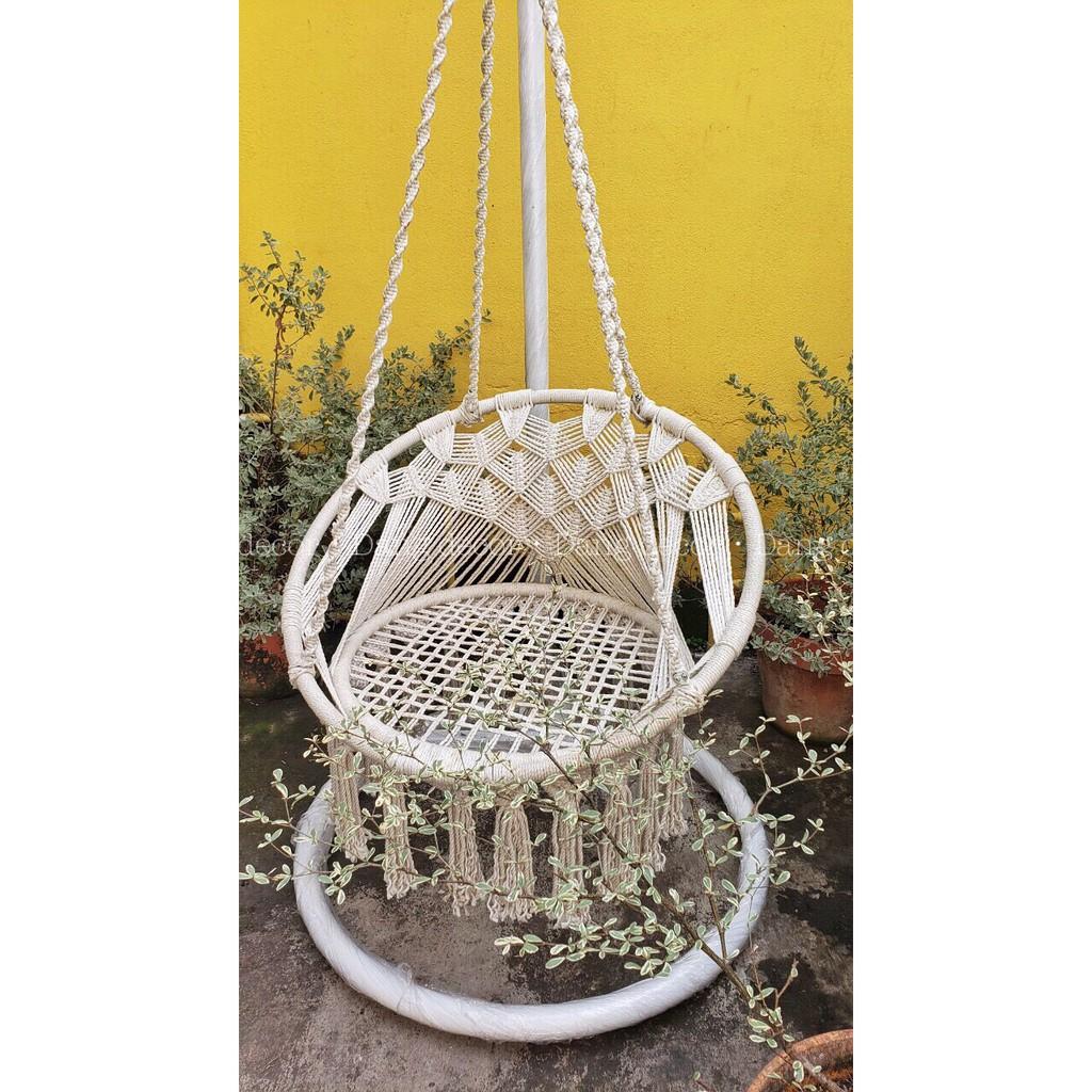 Xích đu võng thư giãn nội thất macrame trang trí (không kèm khung treo và nệm)