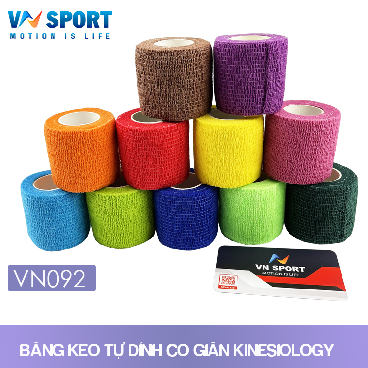 (Combo 3 cuộn) Băng Keo Thể Thao Tự Dính Kinesiology, Băng Keo Quấn Cổ Chân, Băng keo Quấn Cổ Tay Cho Các Bộ Môn Thể Thao VN092