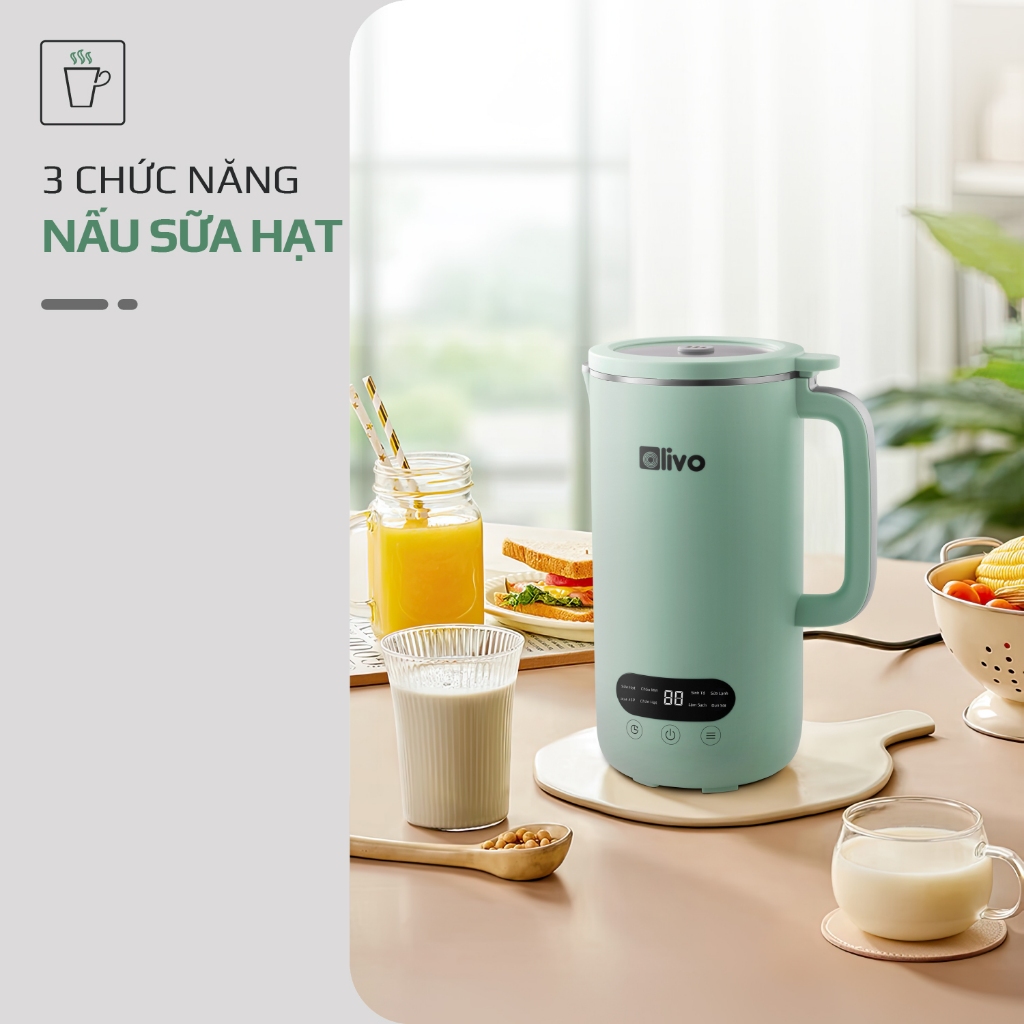 Máy Làm Sữa Hạt OLIVO CB1000, Nắp Kính Chống Trào, Tạm Dừng Khi Nấu, 880W-1.0Lit, Hàng Chính Hãng