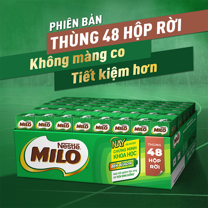 Thùng 48 Hộp Sữa Nestlé MILO Nước (180ml / Hộp) - không màng nhựa